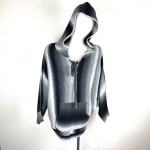 Kamana Gray, White, and Black Hooded Batwing Sweater Size Small